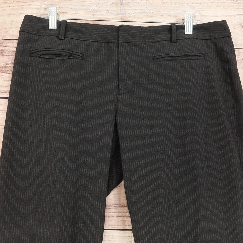 Gap Pants Womens 12R Gray Slim Cropped Stripe Twill Stretch Pockets 35x25